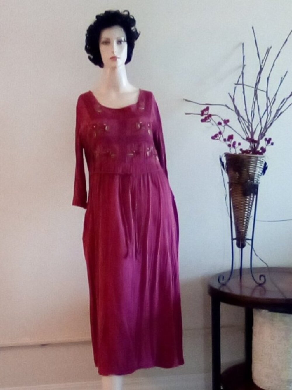April  Cornell Prairie / Cottage Core  Dress Cotton Embroidered Sz S/M